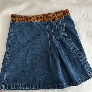 Y2K Leopard denim mini skirt Mary Kate & Ashley